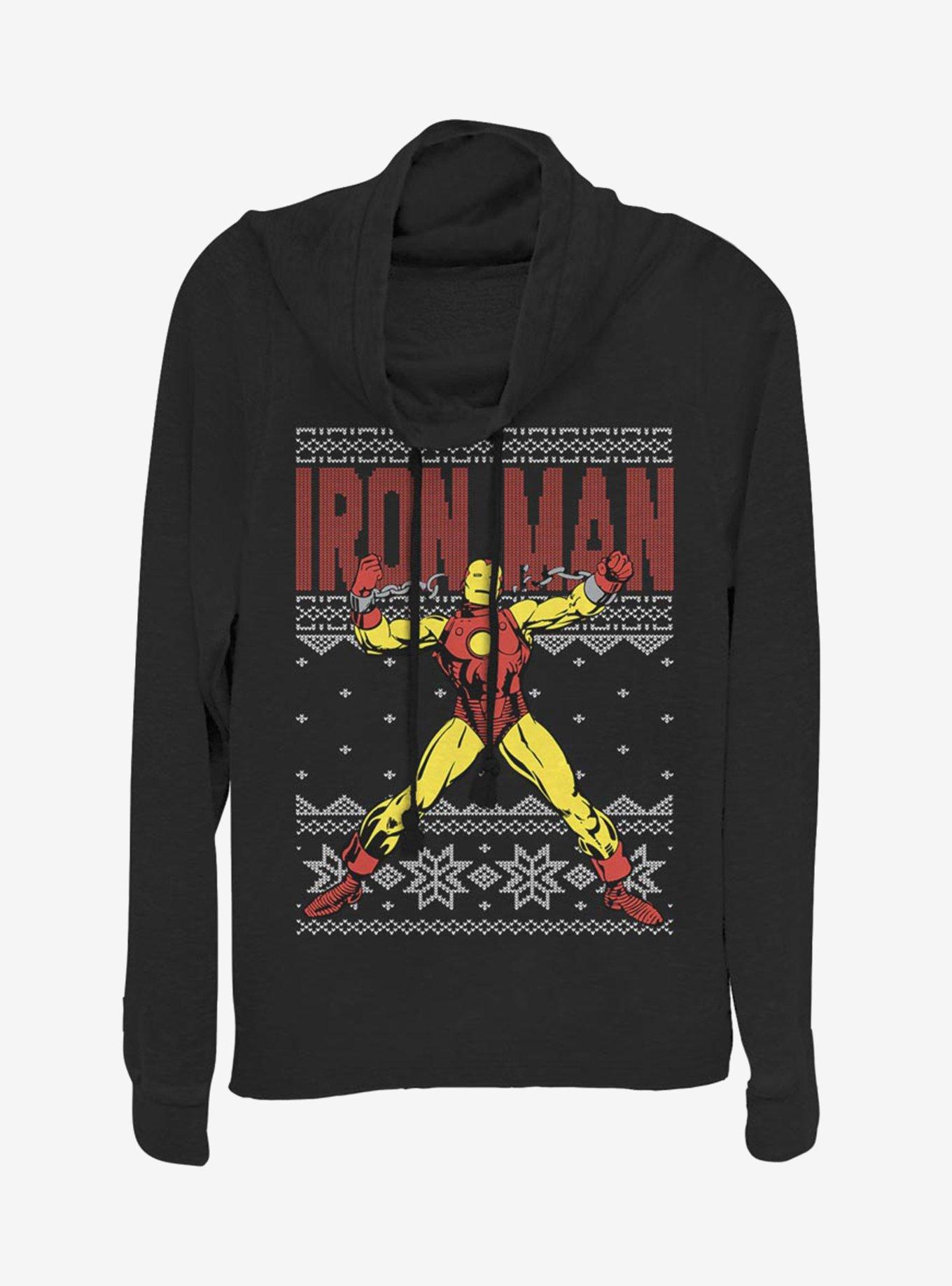 Marvel Iron Man Christmas Pattern Cowlneck Long-Sleeve Womens Top, , hi-res