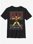 Marvel Iron Man Christmas Pattern Youth T-Shirt, BLACK, hi-res