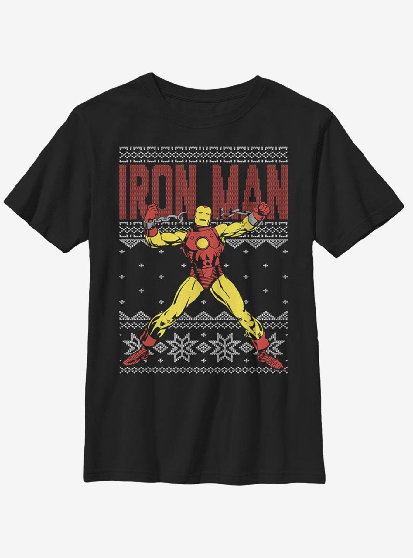 Marvel Iron Man Christmas Pattern Youth T-Shirt, , hi-res