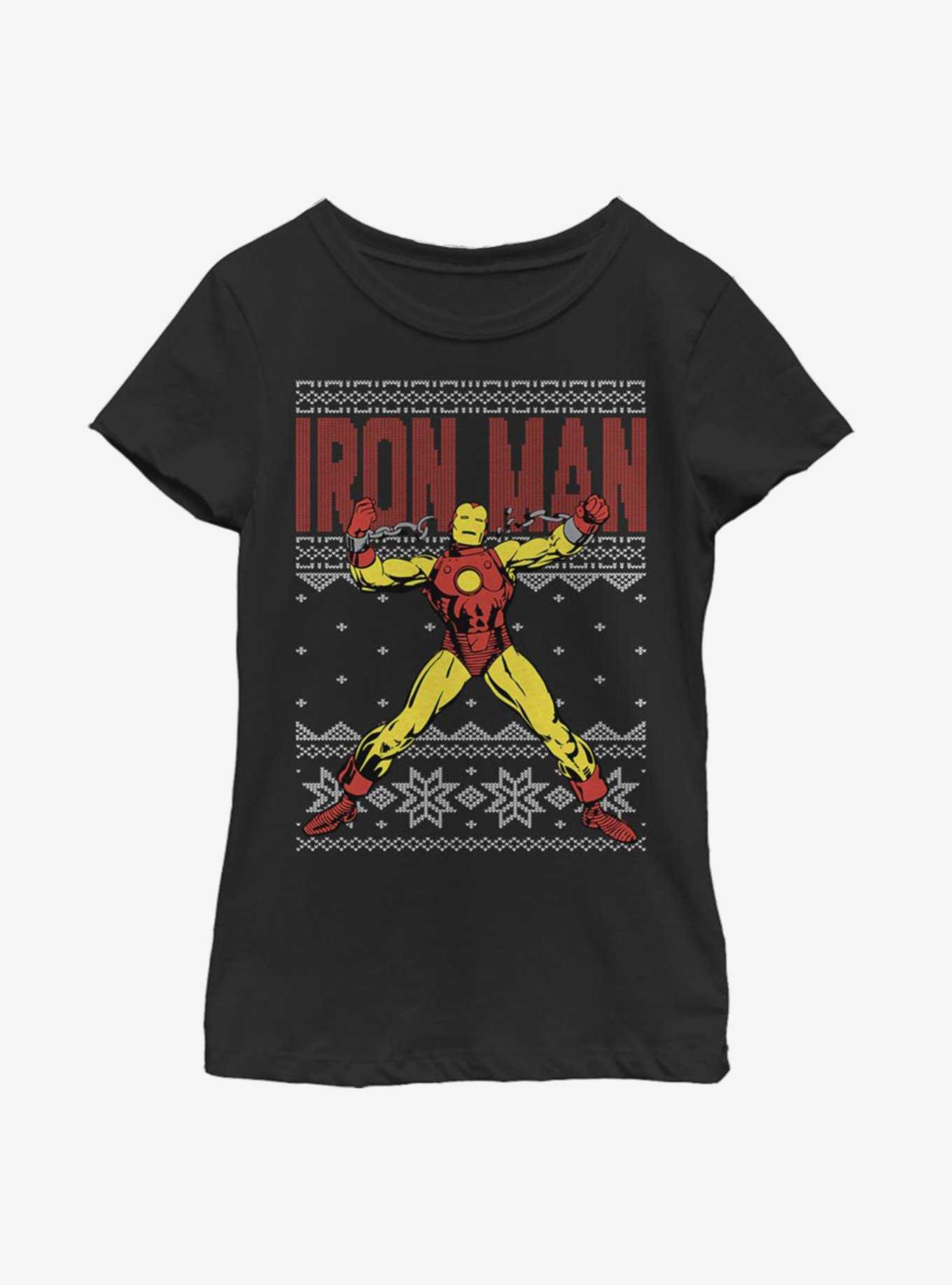 Marvel Iron Man Christmas Pattern Youth Girls T-Shirt, , hi-res