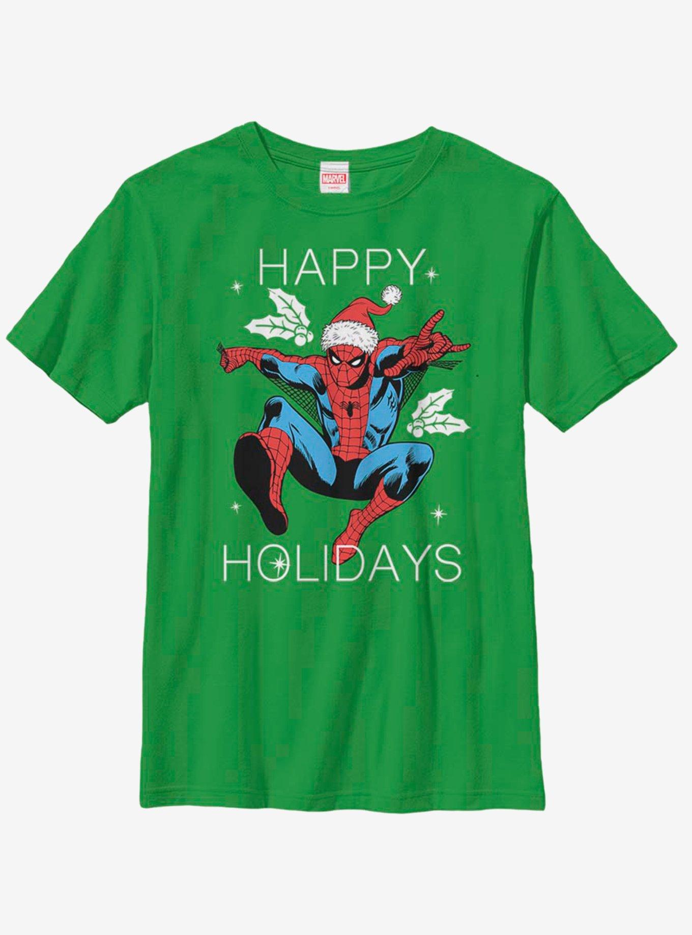 Marvel Spider-Man Happy Holidays Youth T-Shirt, KELLY, hi-res