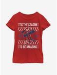 Marvel Spider-Man Amazing Christmas Pattern Youth Girls T-Shirt, RED, hi-res