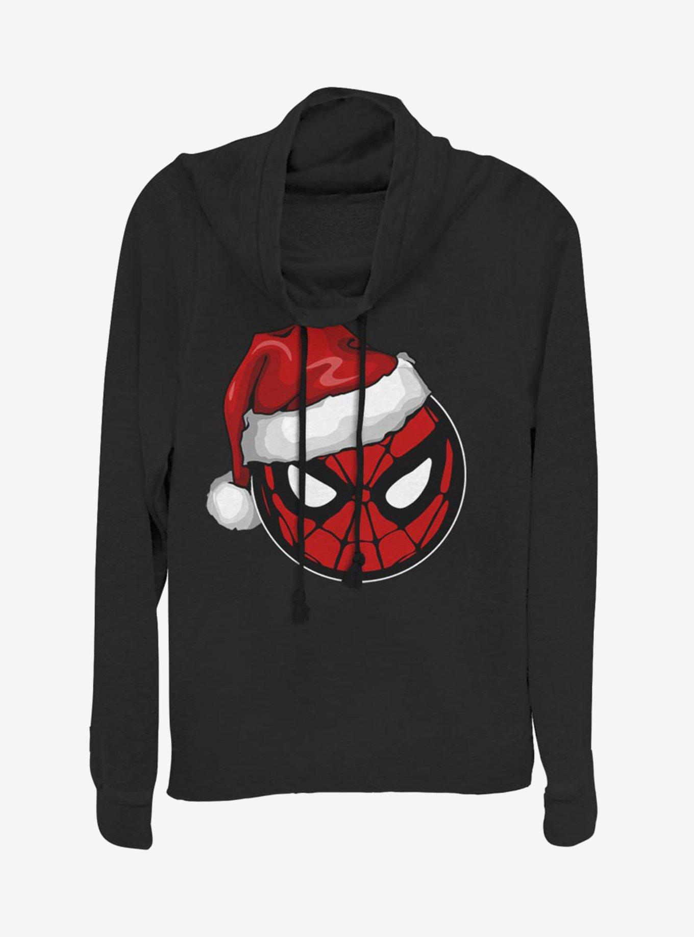Marvel Spider-Man Spidey Santa Hat Cowlneck Long-Sleeve Womens Top, , hi-res