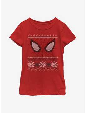 Marvel Spider-Man Christmas Pattern Eyes Youth Girls T-Shirt, , hi-res