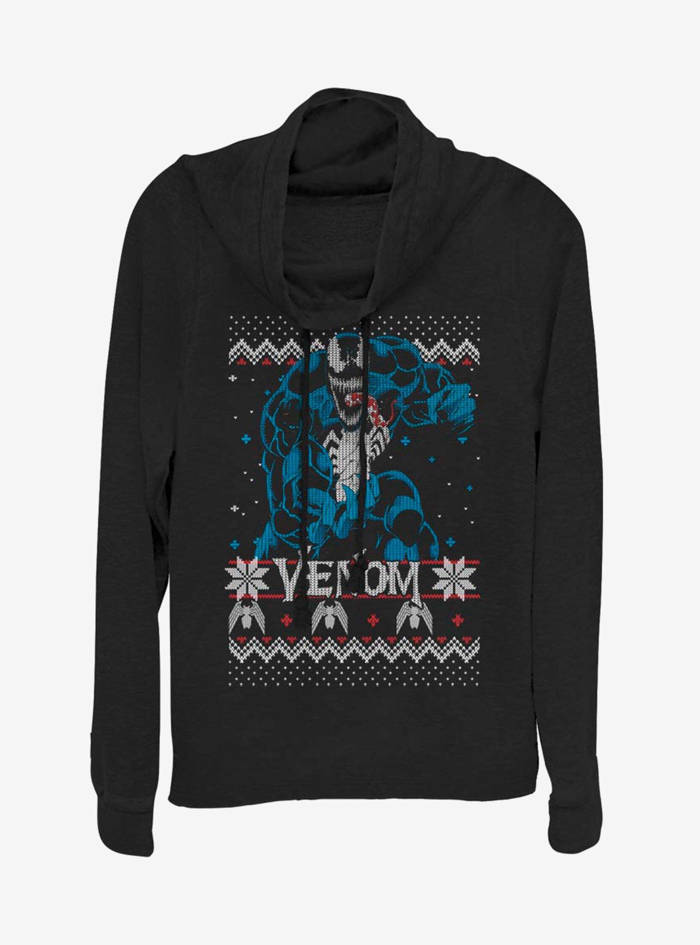Marvel Venom Christmas Pattern Cowlneck Long-Sleeve Womens Top, , hi-res