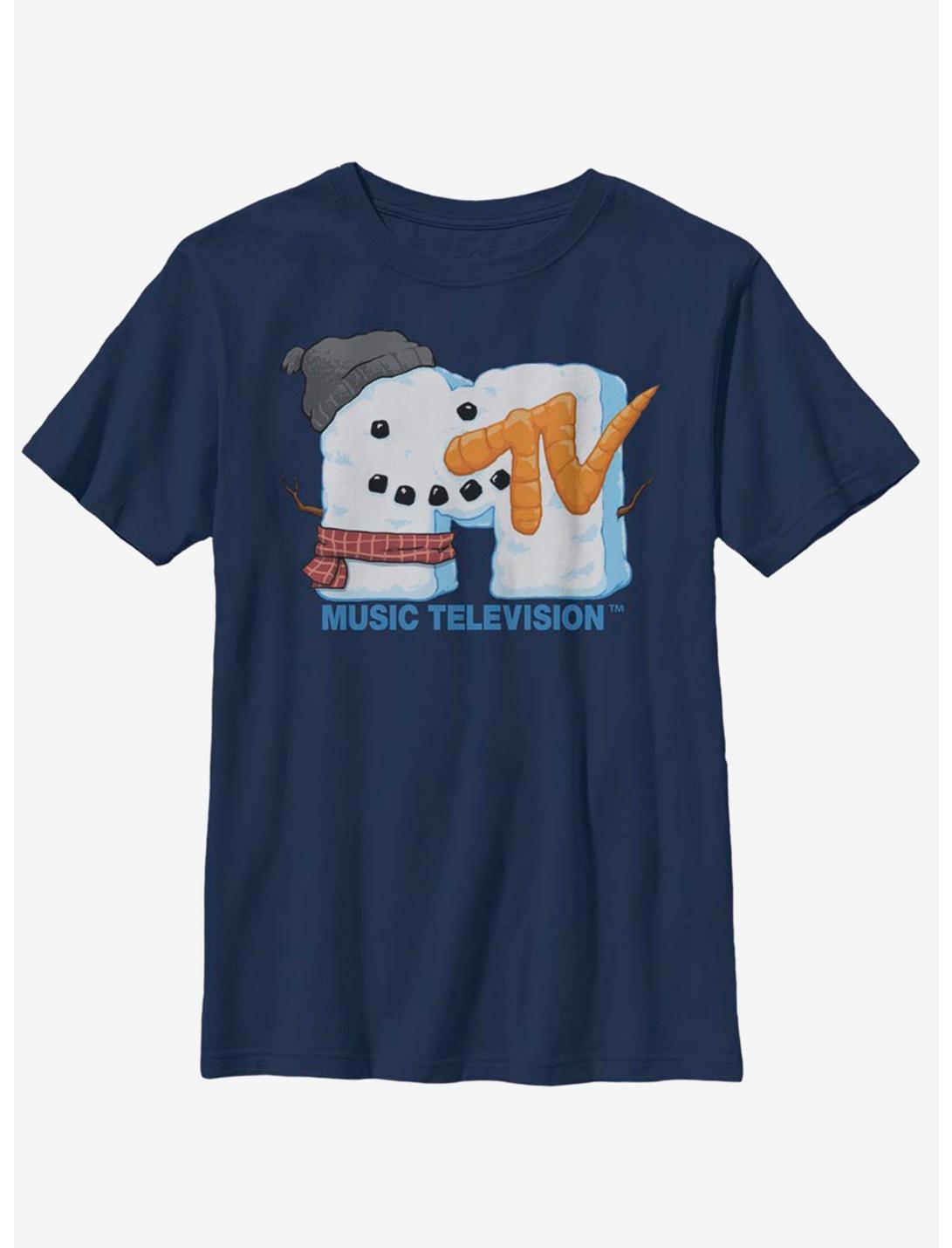 MTV Snowman Face Logo Youth T-Shirt, NAVY, hi-res