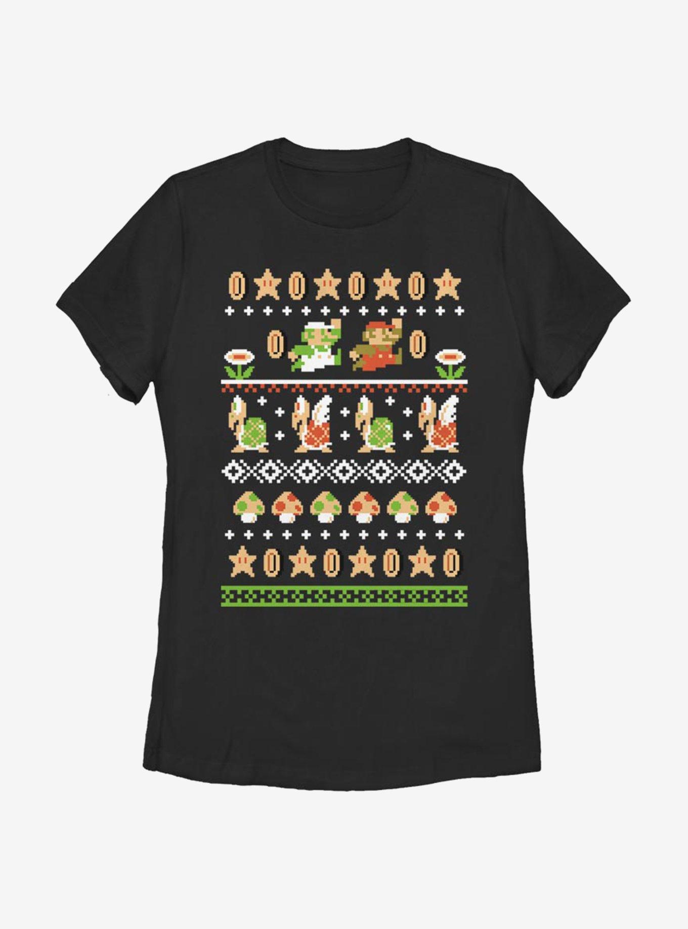 Nintendo Super Mario Christmas Pattern Womens T-Shirt, , hi-res