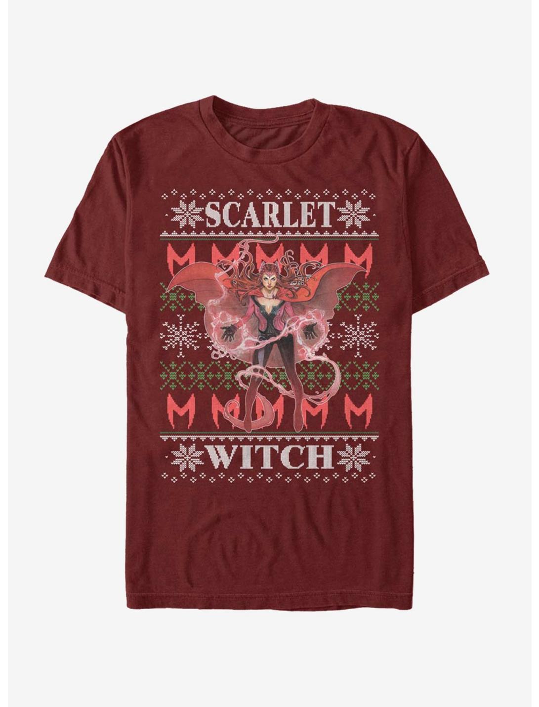 Marvel X-Men Scarlet Witch Christmas Pattern T-Shirt, CARDINAL, hi-res