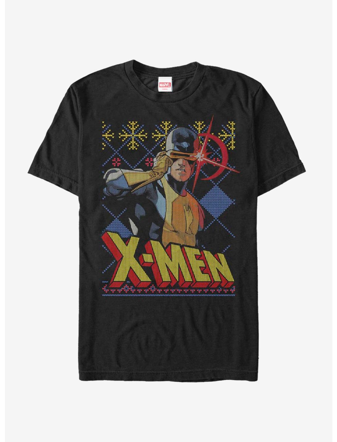 Marvel X-Men Cyclops Christmas Pattern T-Shirt, BLACK, hi-res