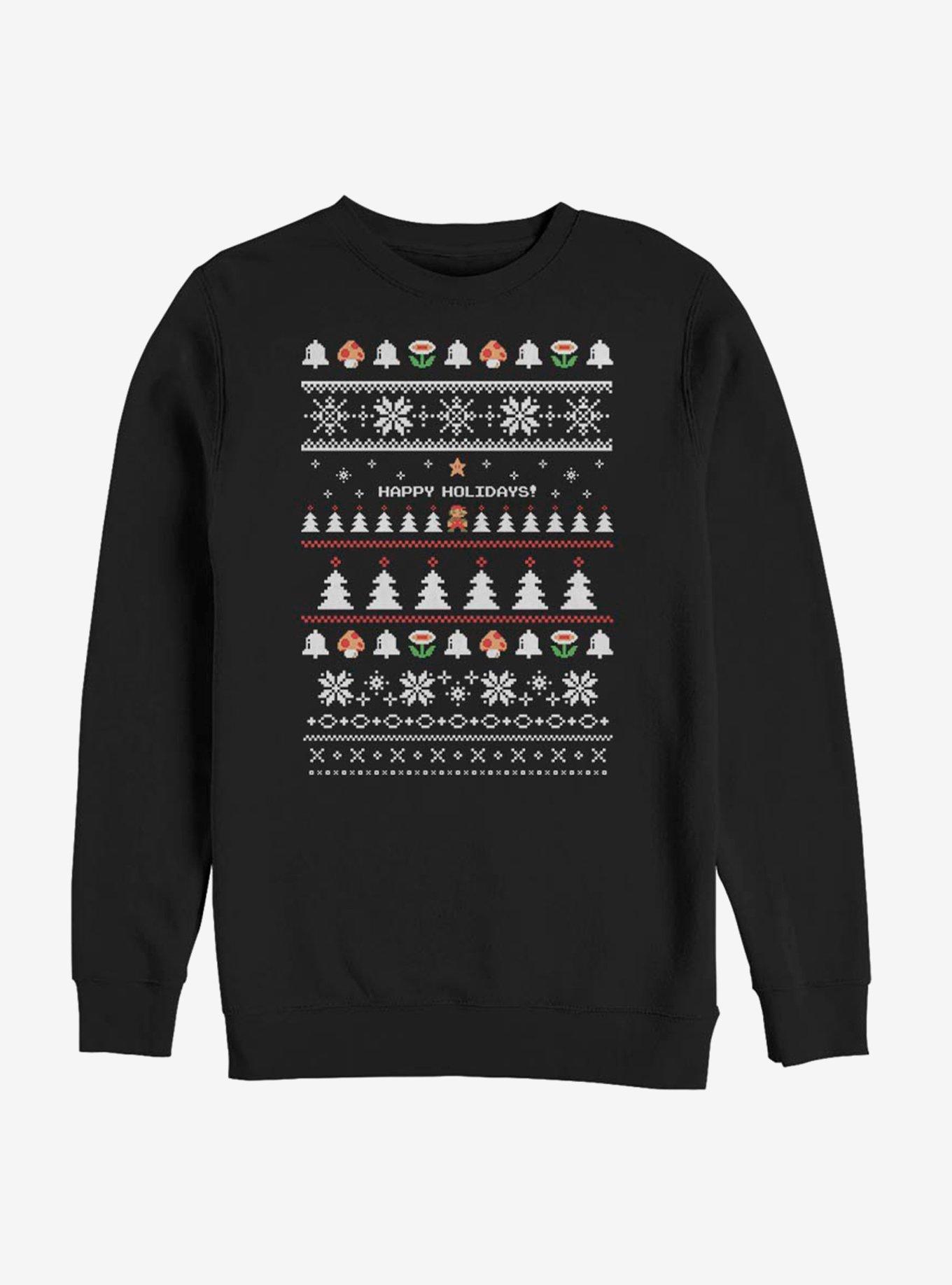 Nintendo Super Mario Happy Holidays Christmas Pattern Sweatshirt