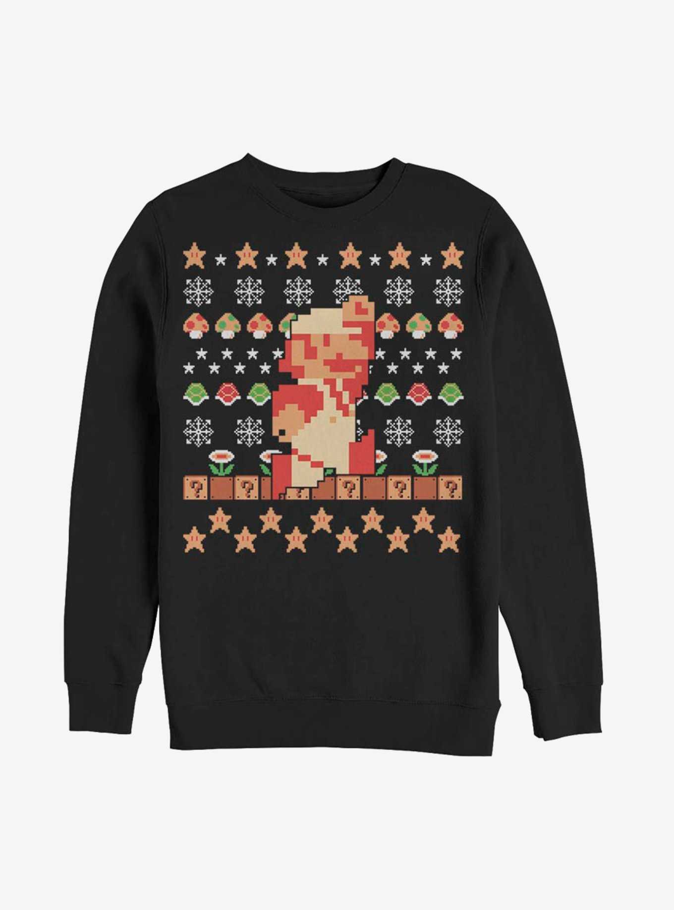 Nintendo Super Mario Retro Jump Christmas Pattern Sweatshirt, , hi-res