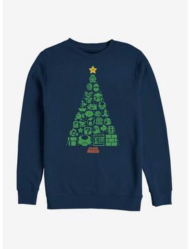 Nintendo Super Mario Christmas Tree Icons Sweatshirt, NAVY, hi-res