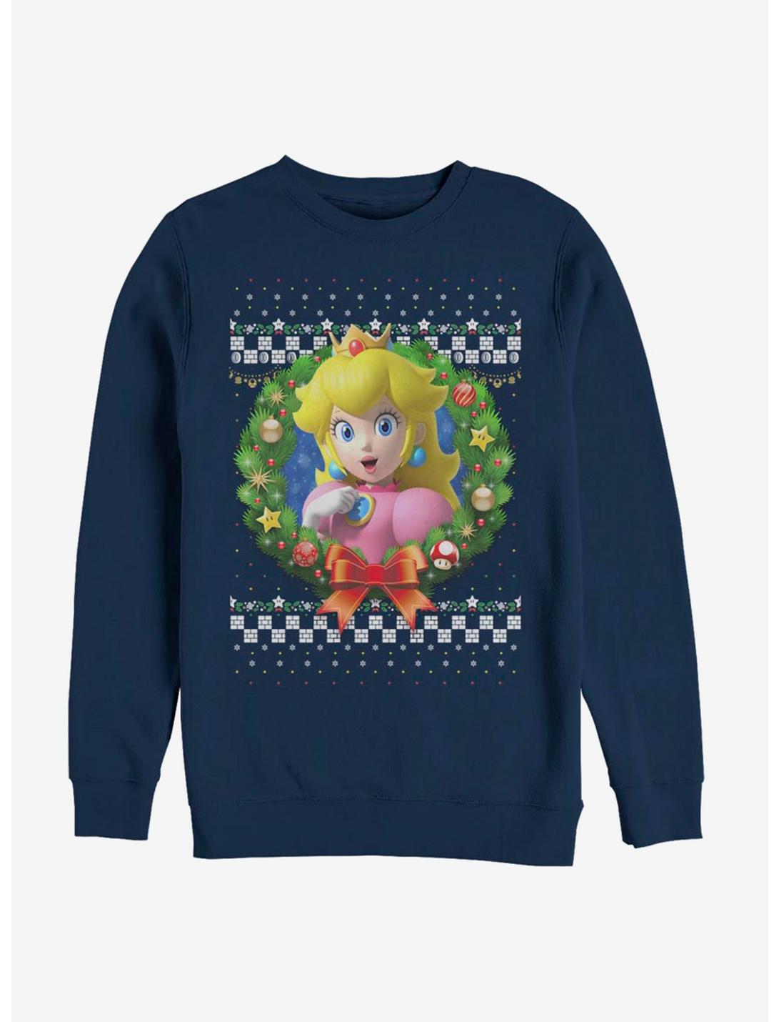 Nintendo Super Mario Wreath Princess Peach 3D Sweatshirt, NAVY, hi-res