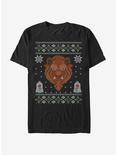 Disney Beauty And The Beast Christmas Pattern T-Shirt, BLACK, hi-res