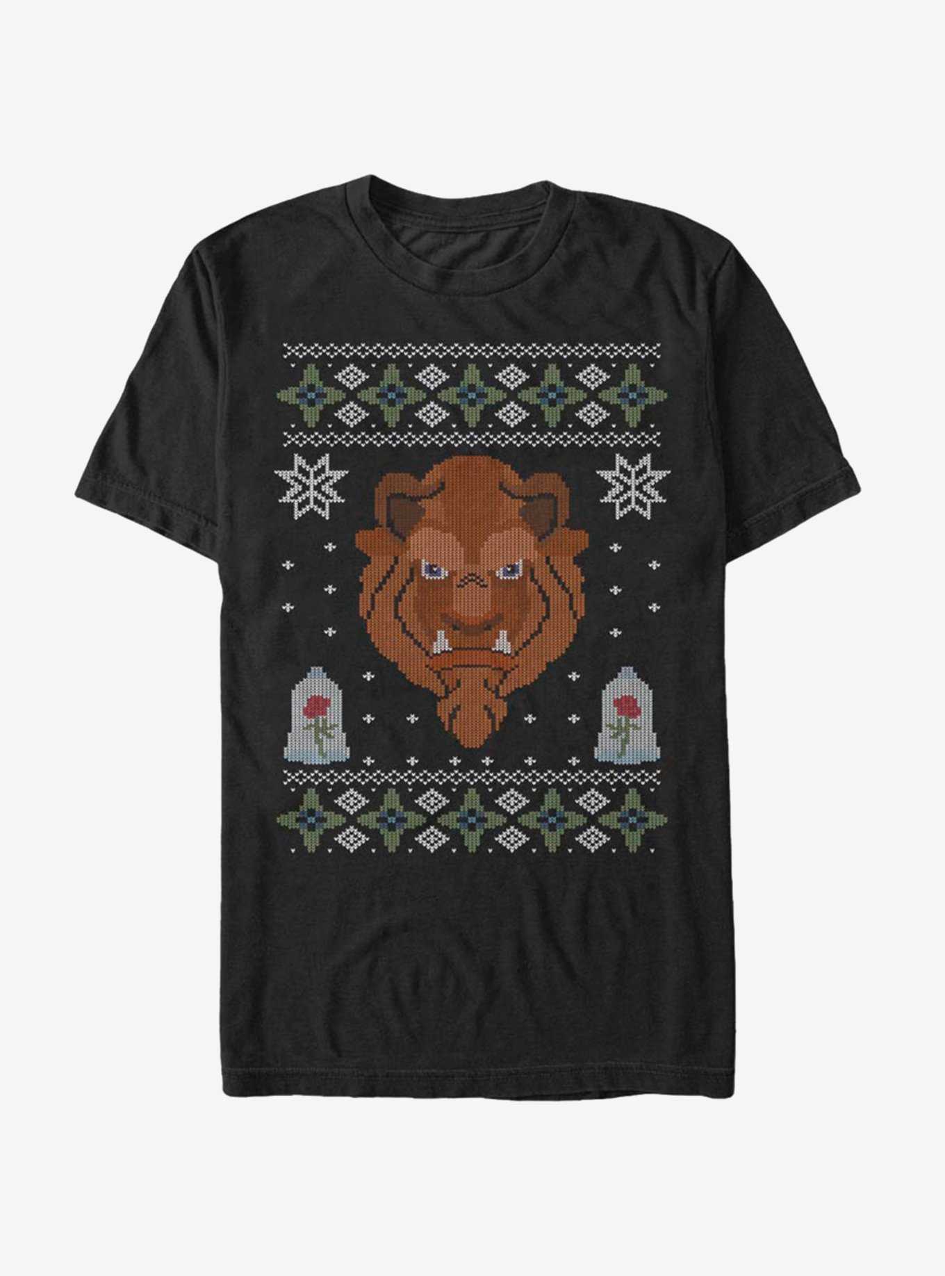 Disney Beauty And The Beast Christmas Pattern T-Shirt, , hi-res