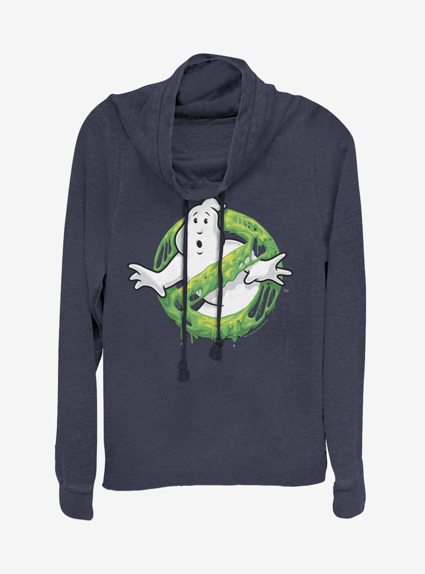 Ghostbusters Logo Green Slime Cowlneck Long-Sleeve Womens Top, , hi-res