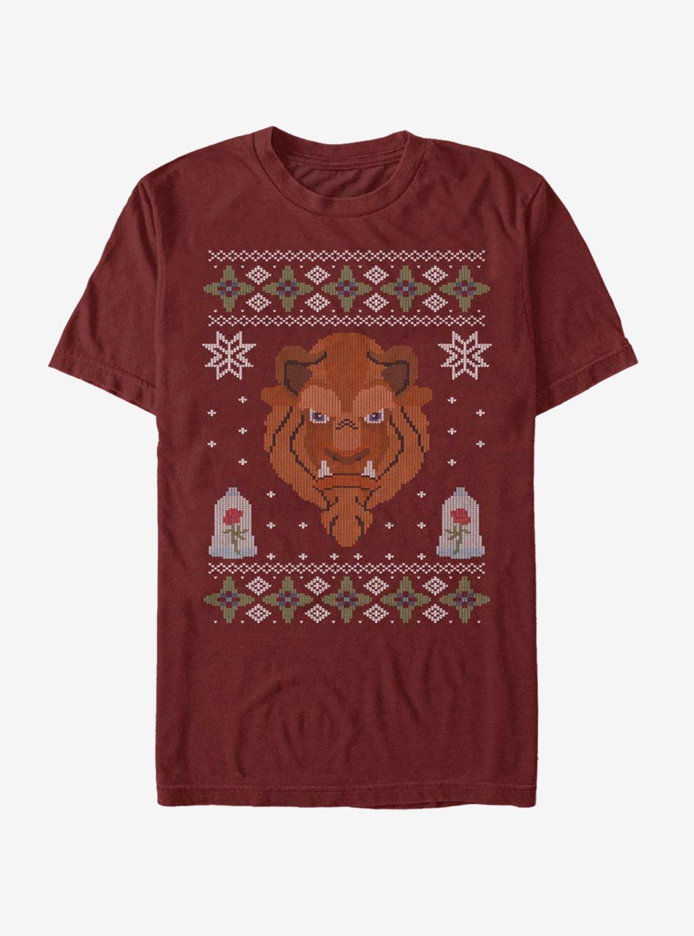 Disney Beauty And The Beast Christmas Pattern T-Shirt, , hi-res