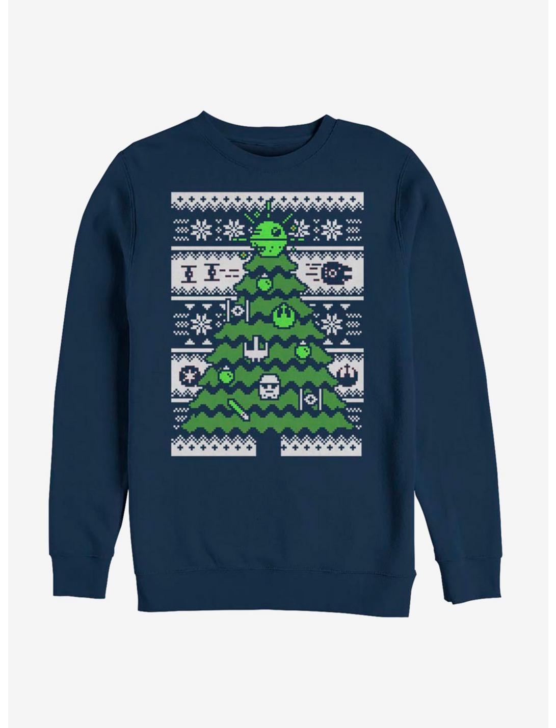 Star Wars Galactic Tree Christmas Pattern Sweatshirt, NAVY, hi-res