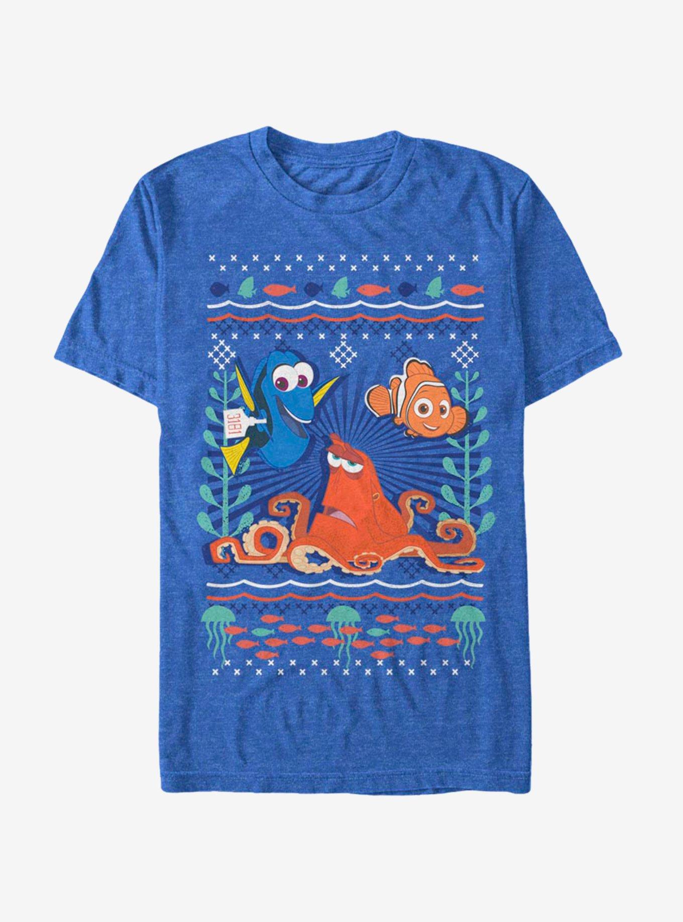 Disney Pixar Finding Nemo Sea Christmas Pattern T-Shirt, ROY HTR, hi-res