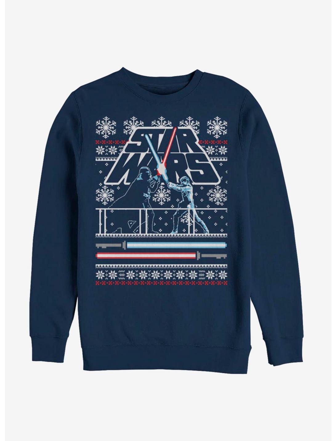Star Wars Holiday Face Off Christmas Pattern Sweatshirt, NAVY, hi-res