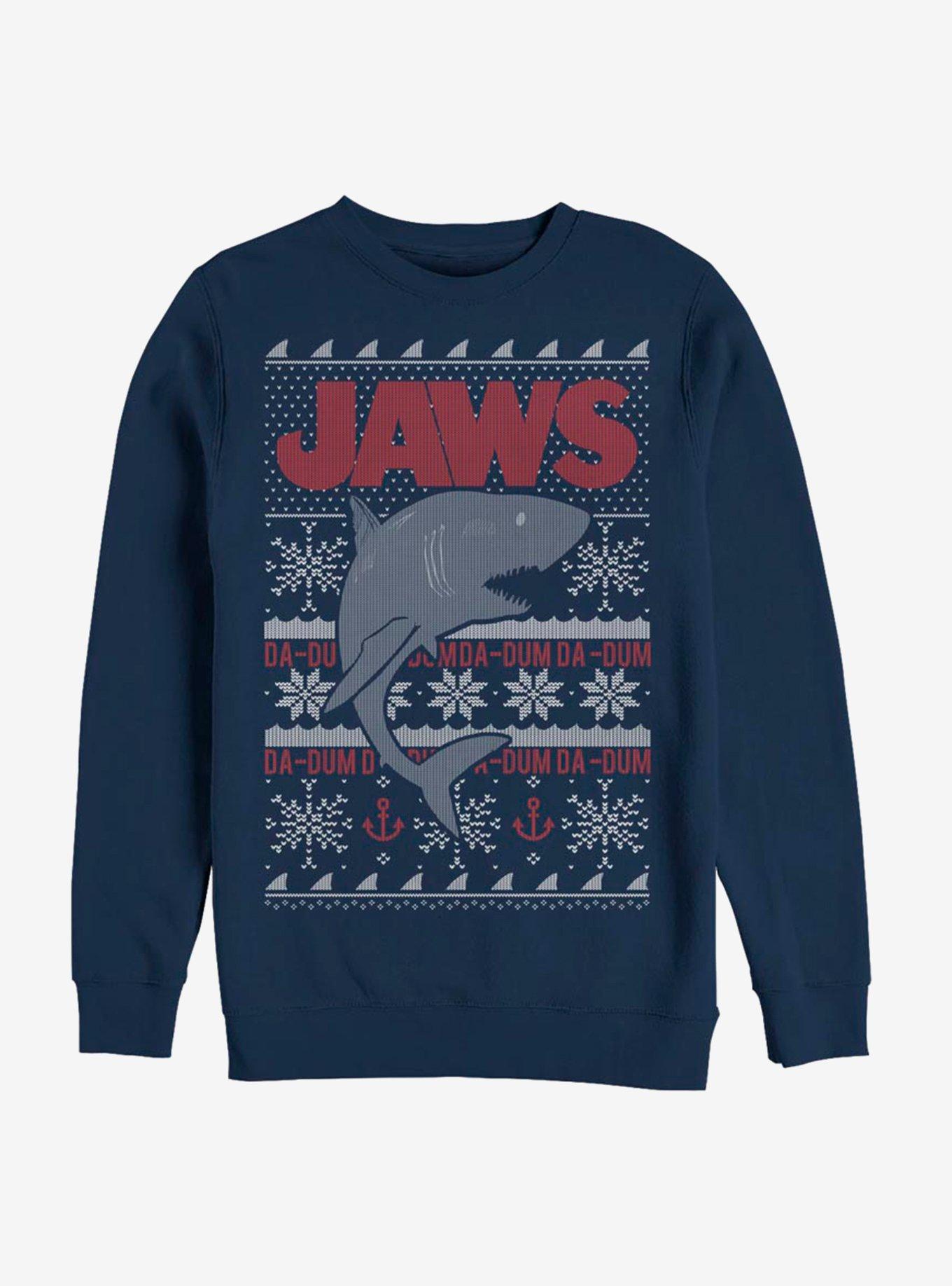 Jaws Christmas Pattern Sweatshirt, NAVY, hi-res