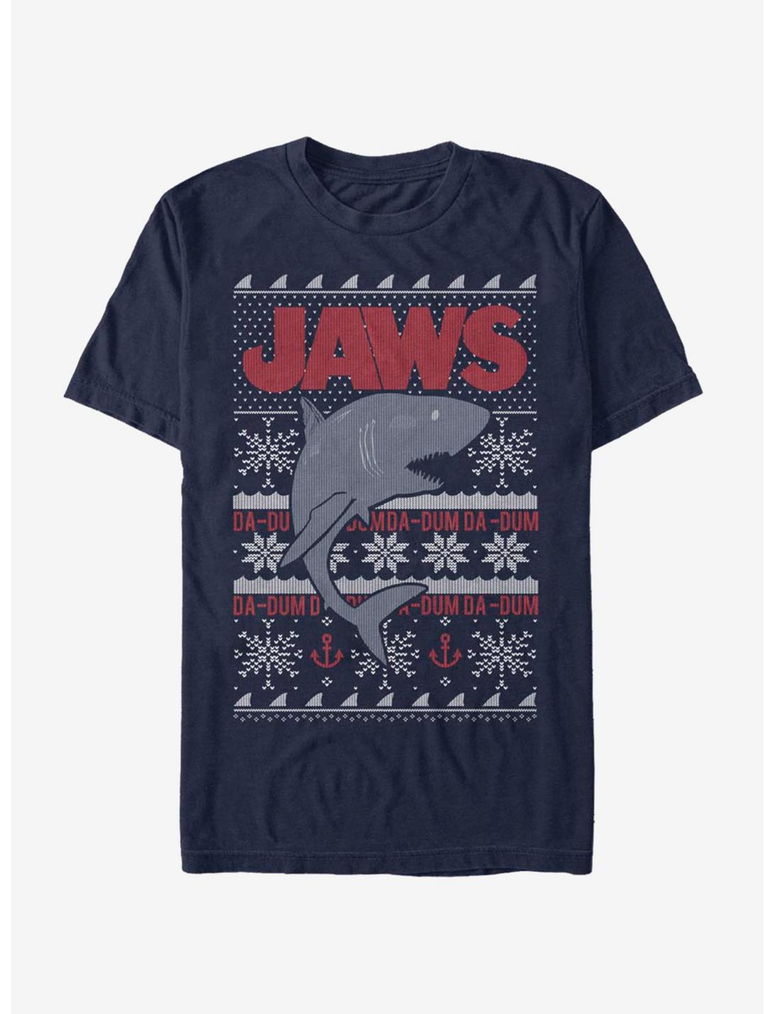 Jaws Christmas Pattern T-Shirt, NAVY, hi-res
