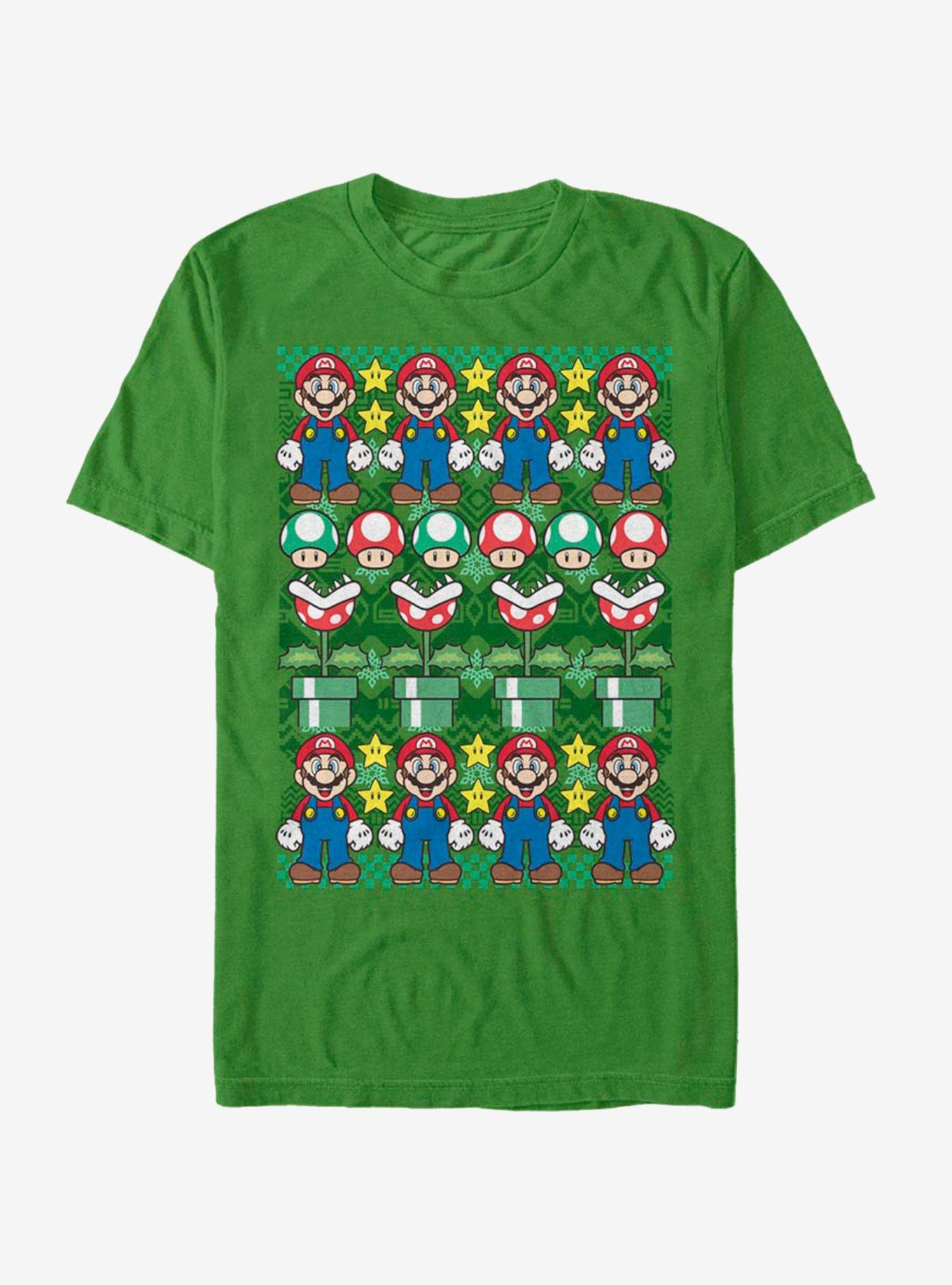 Nintendo Super Mario Christmas Pattern T-Shirt, , hi-res