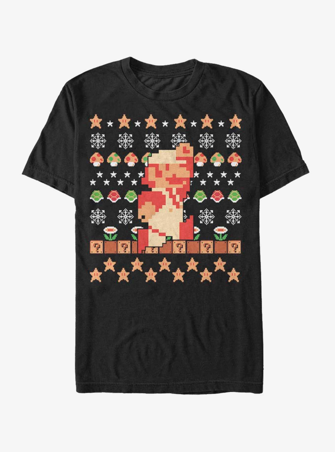 Nintendo Super Mario Retro Jump Christmas Pattern T-Shirt, , hi-res