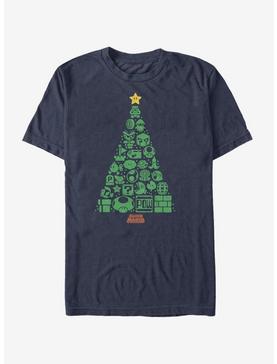 Nintendo Super Mario Christmas Tree Icons T-Shirt, NAVY, hi-res