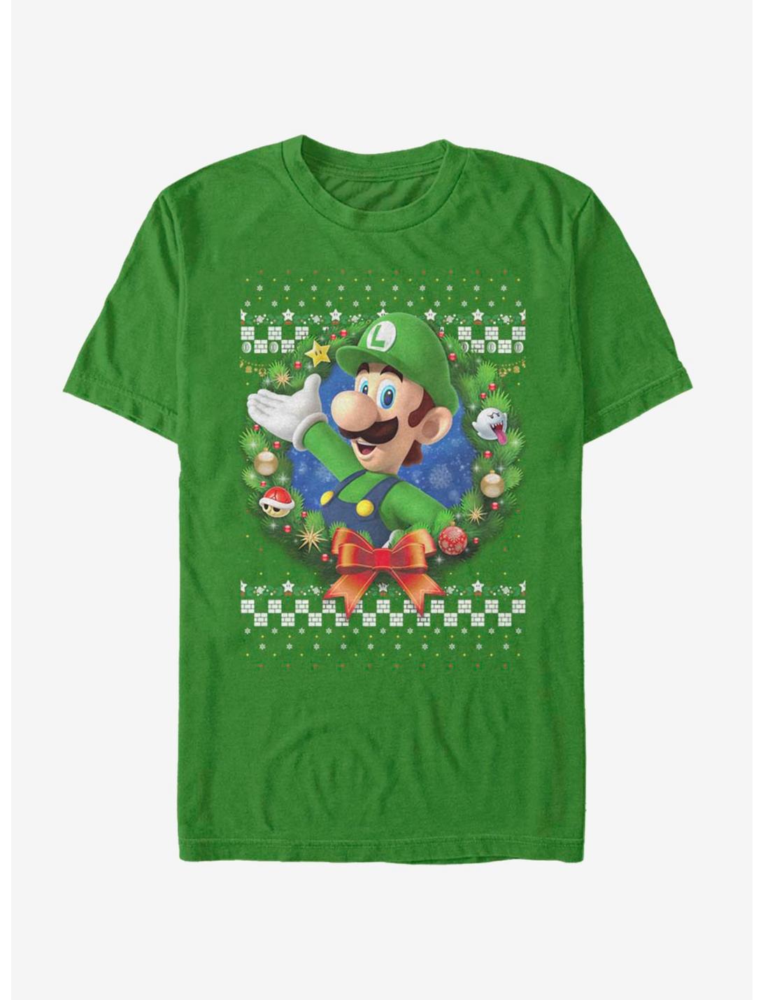 Nintendo Super Mario Wreath Luigi 3D T-Shirt, KELLY, hi-res