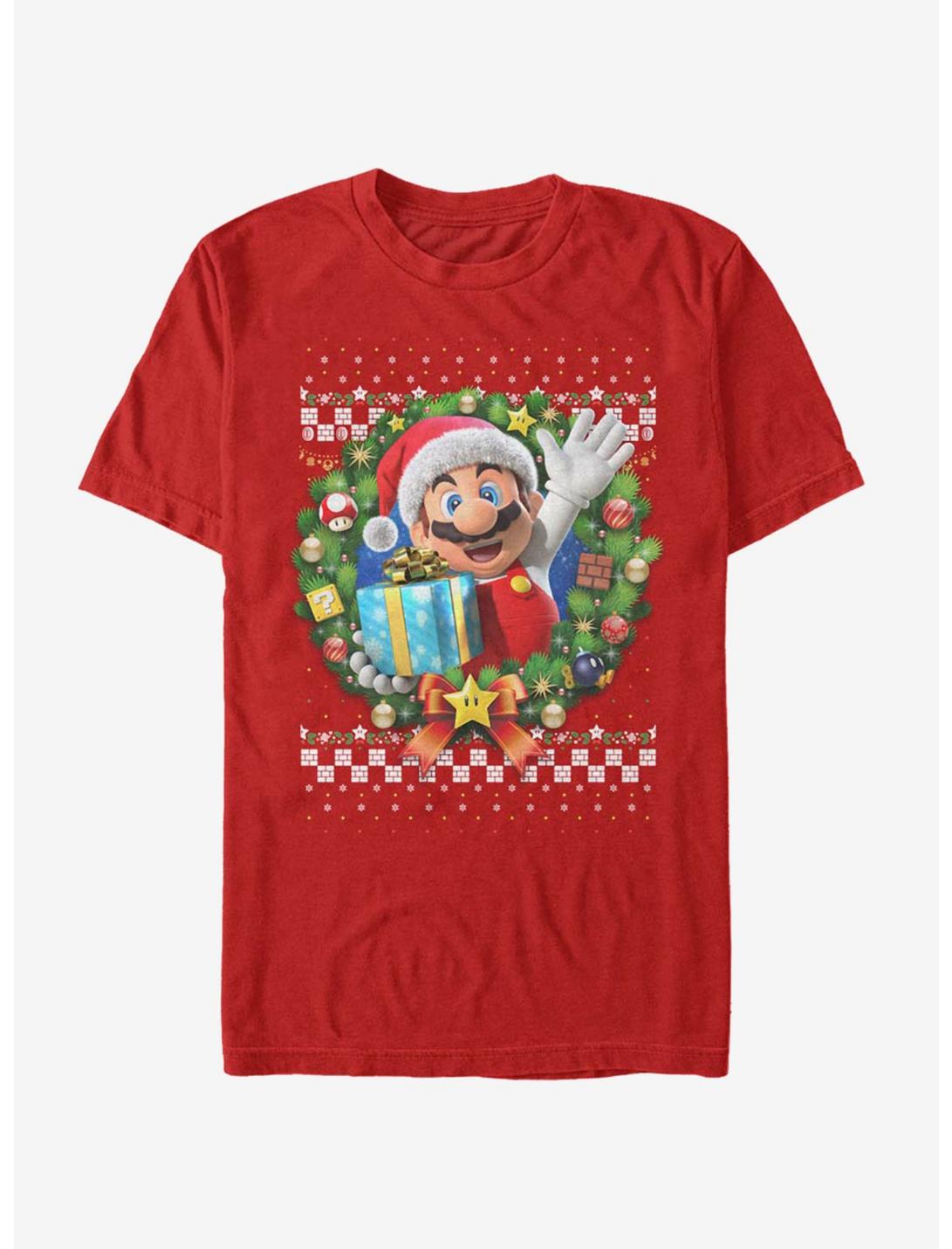 Nintendo Super Mario Wreath Mario 3D T-Shirt, RED, hi-res