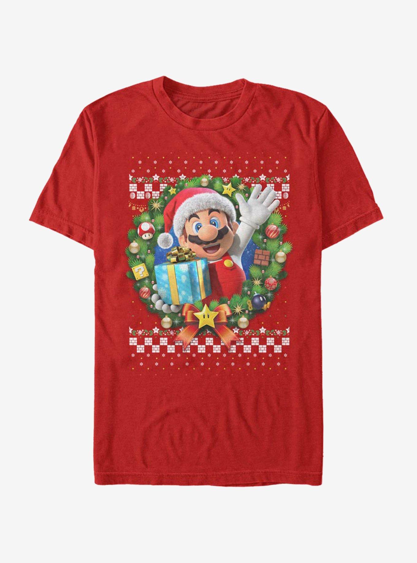 Nintendo Super Mario Wreath Mario 3D T-Shirt, RED, hi-res