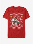 Nintendo Super Mario Wreath Mario Christmas Pattern T-Shirt, RED, hi-res
