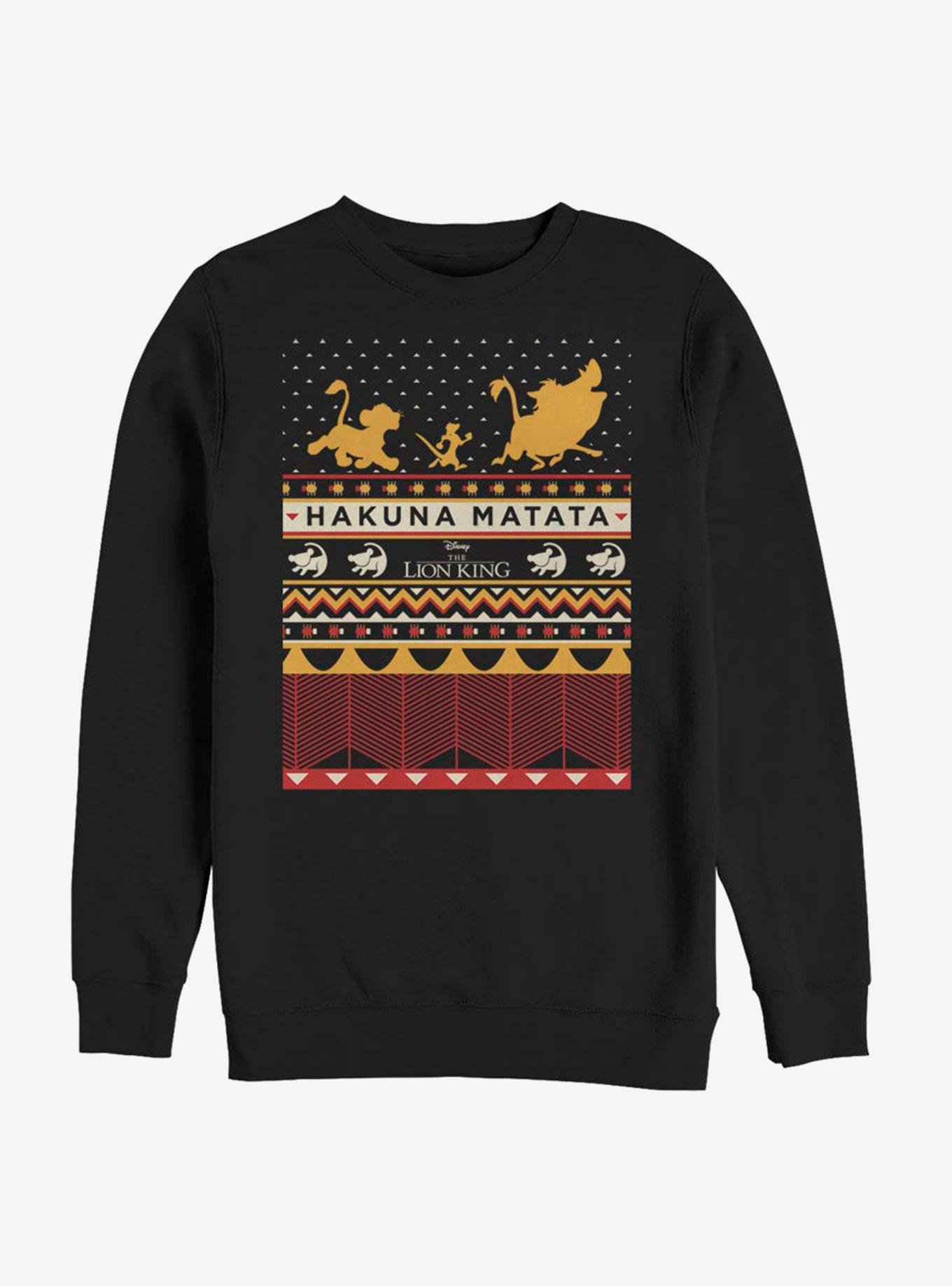 Disney The Lion King Hakuna Matata Christmas Pattern Sweatshirt, BLACK, hi-res