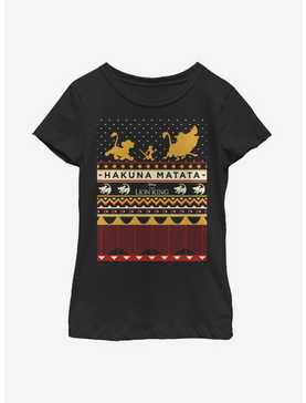 Disney The Lion King Hakuna Matata Christmas Pattern Youth Girls T-Shirt, , hi-res