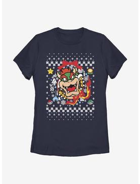 Nintendo Super Mario Wreath Bowser Christmas Pattern Womens T-Shirt, , hi-res
