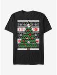 Star Wars Galactic Tree Christmas Pattern T-Shirt, BLACK, hi-res