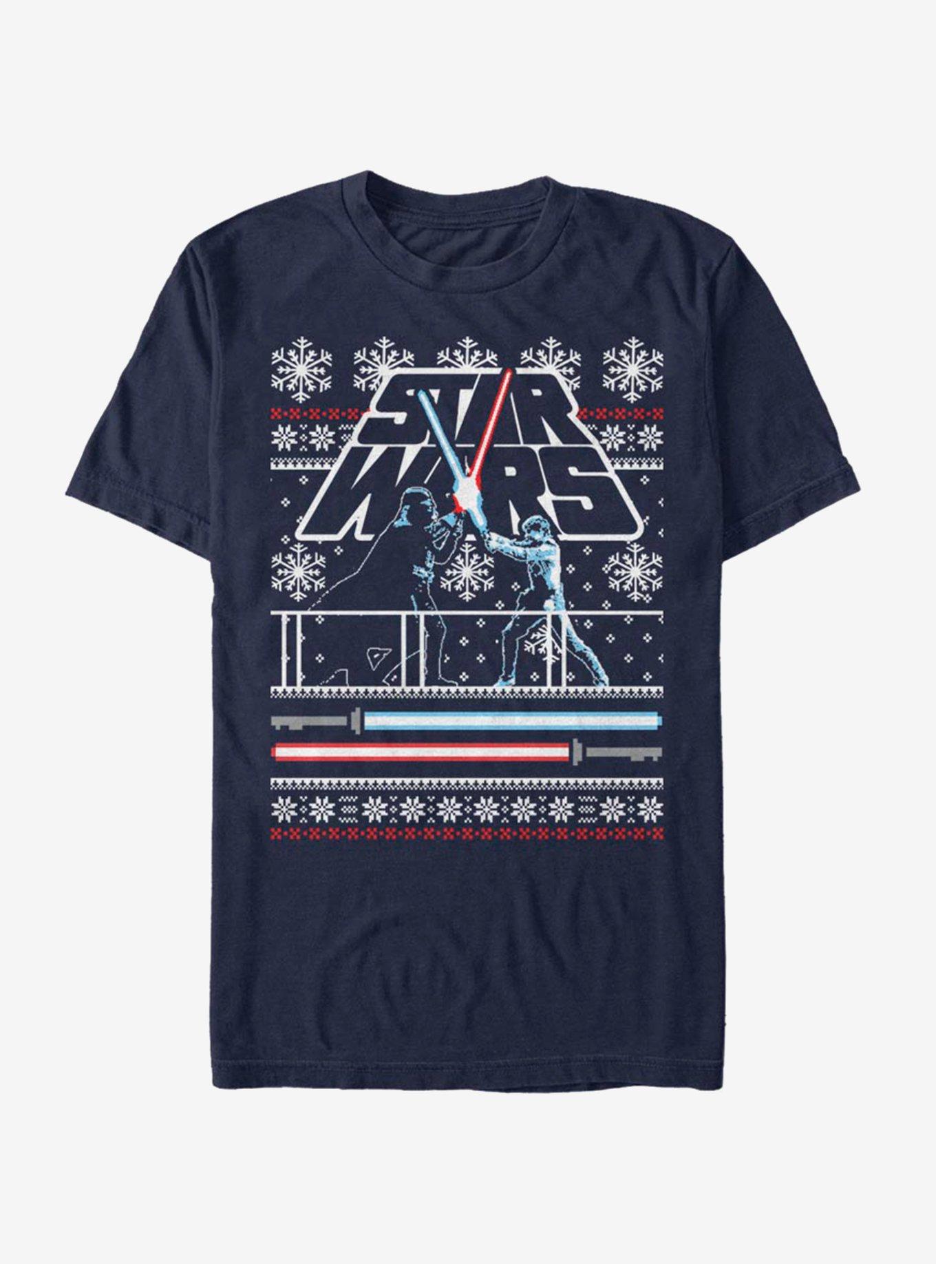 Star Wars Holiday Face Off Christmas Pattern T-Shirt, , hi-res