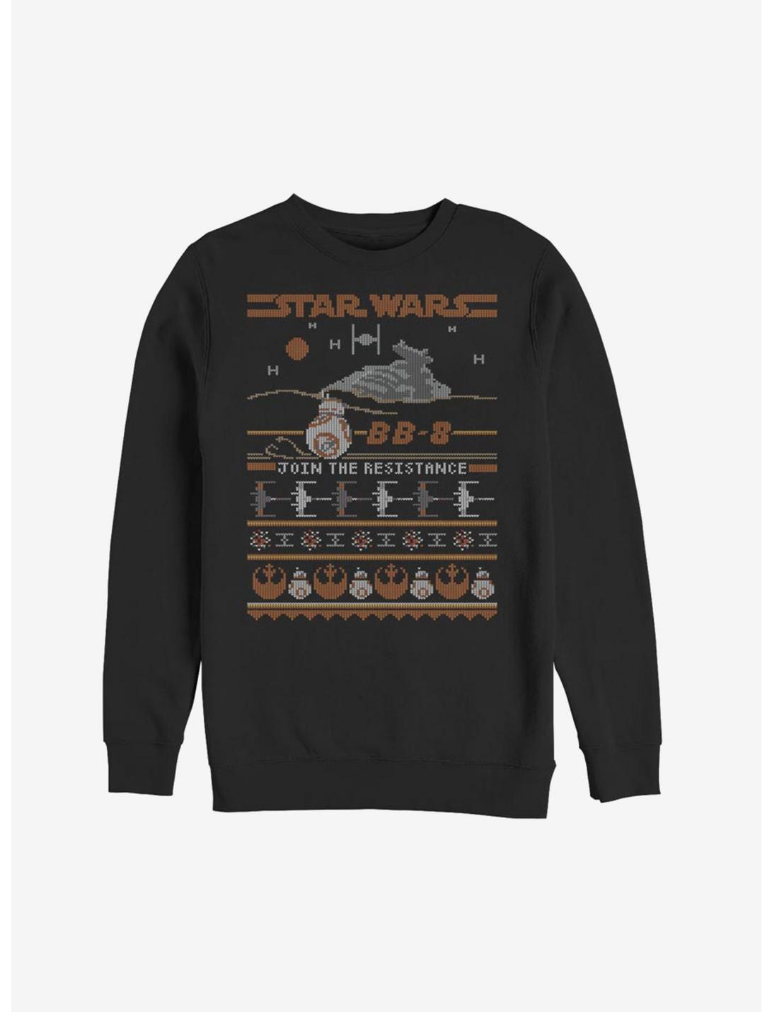 Star Wars Episode VII The Force Awakens BB-8 Resistance Christmas Pattern Sweatshirt, BLACK, hi-res