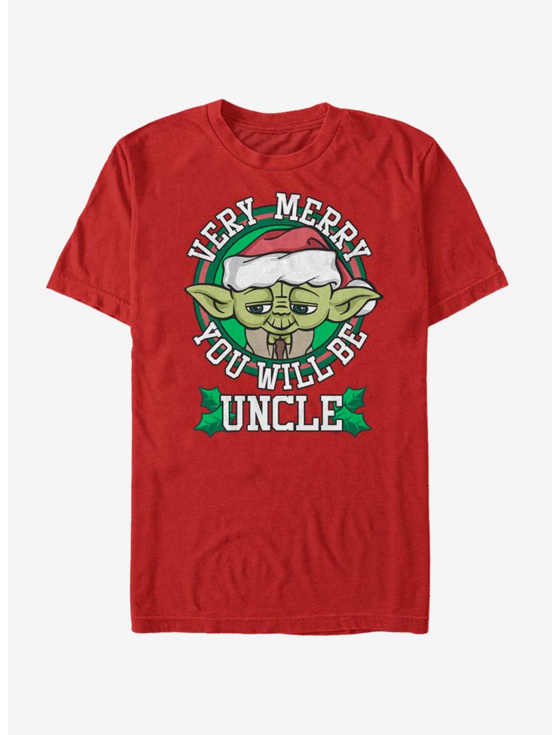 Star Wars Merry Yoda Uncle T-Shirt, RED, hi-res