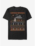 Star Wars Episode VII The Force Awakens BB-8 Resistance Christmas Pattern T-Shirt, BLACK, hi-res