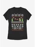 Nintendo Super Mario Battle Christmas Pattern Womens T-Shirt, BLACK, hi-res