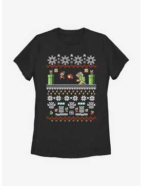 Nintendo Super Mario Battle Christmas Pattern Womens T-Shirt, , hi-res