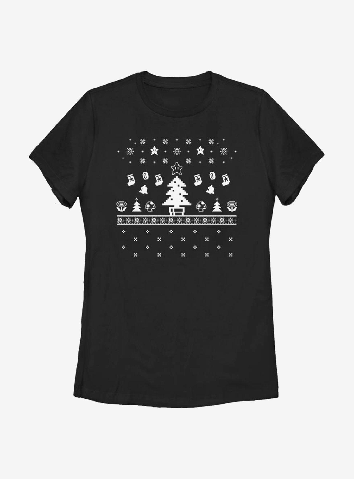 Nintendo Super Mario White Christmas Womens T-Shirt, , hi-res