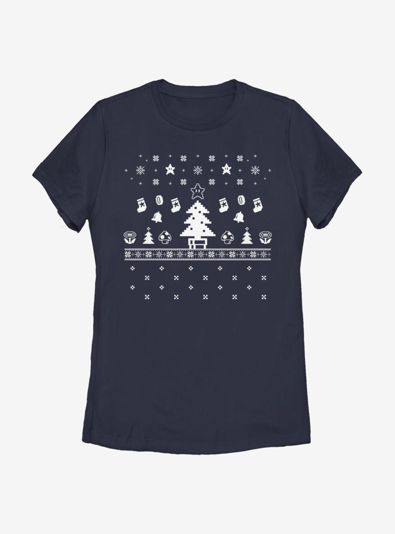Nintendo Super Mario White Christmas Womens T-Shirt, , hi-res