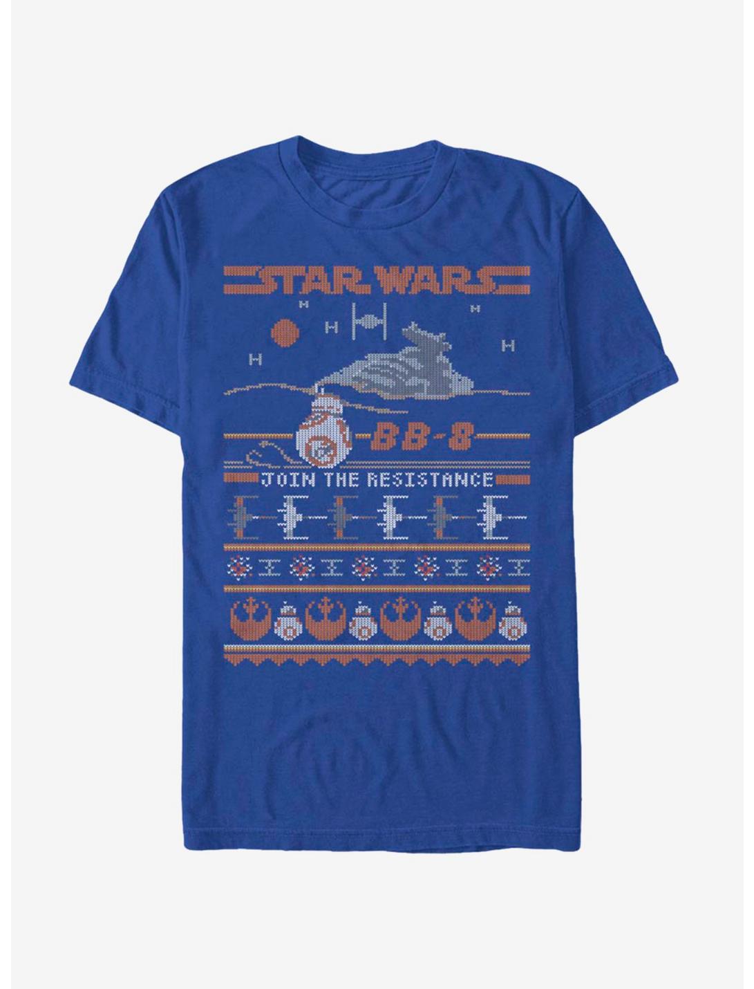 Star Wars Episode VII The Force Awakens BB-8 Resistance Christmas Pattern T-Shirt, ROYAL, hi-res
