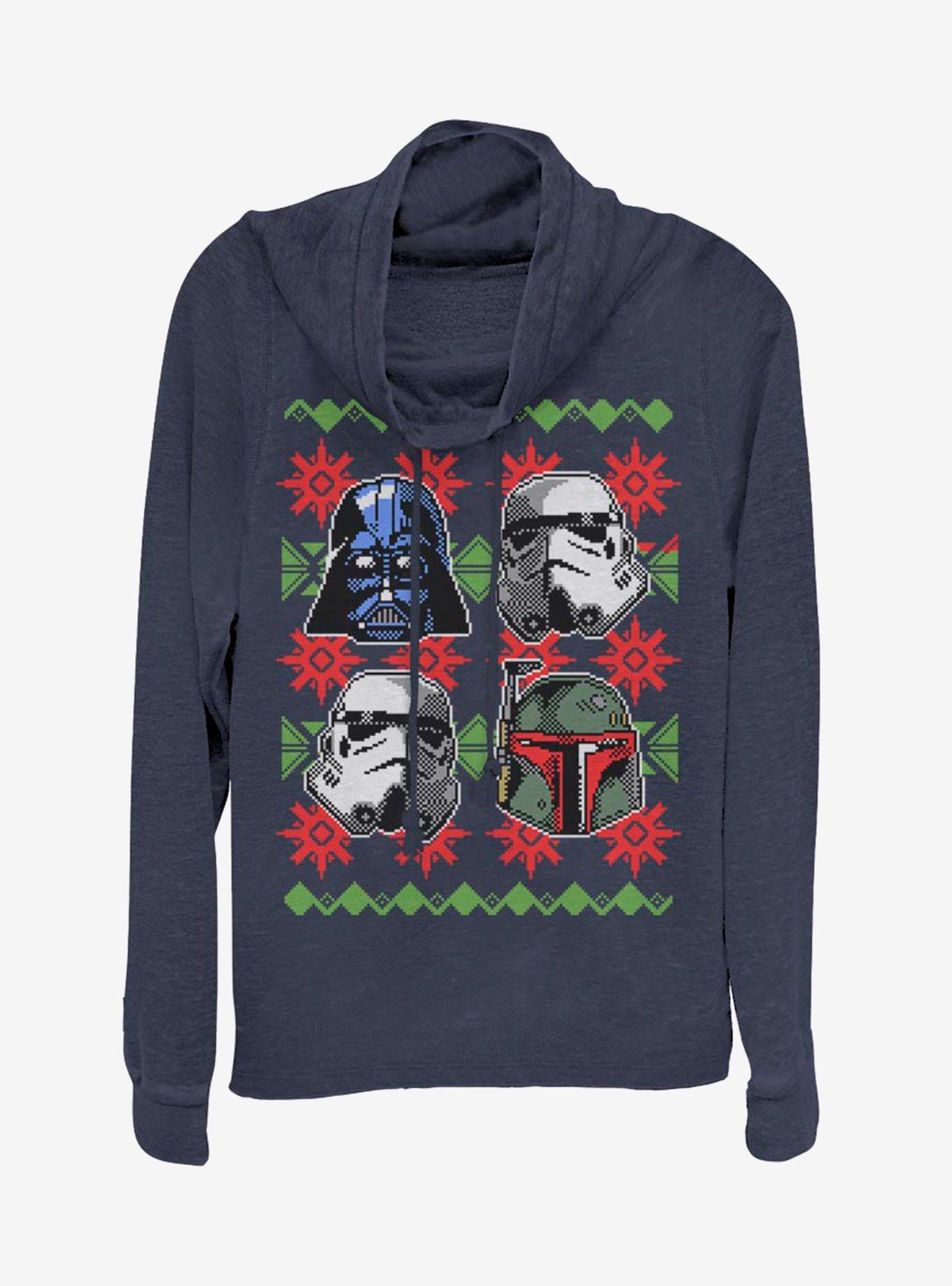 Star Wars Holiday Faces Cowlneck Long-Sleeve Womens Top, , hi-res