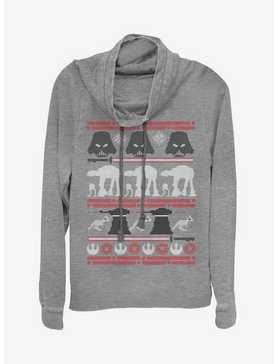 Star Wars Hoth Battle Christmas Pattern Cowlneck Long-Sleeve Womens Top, , hi-res