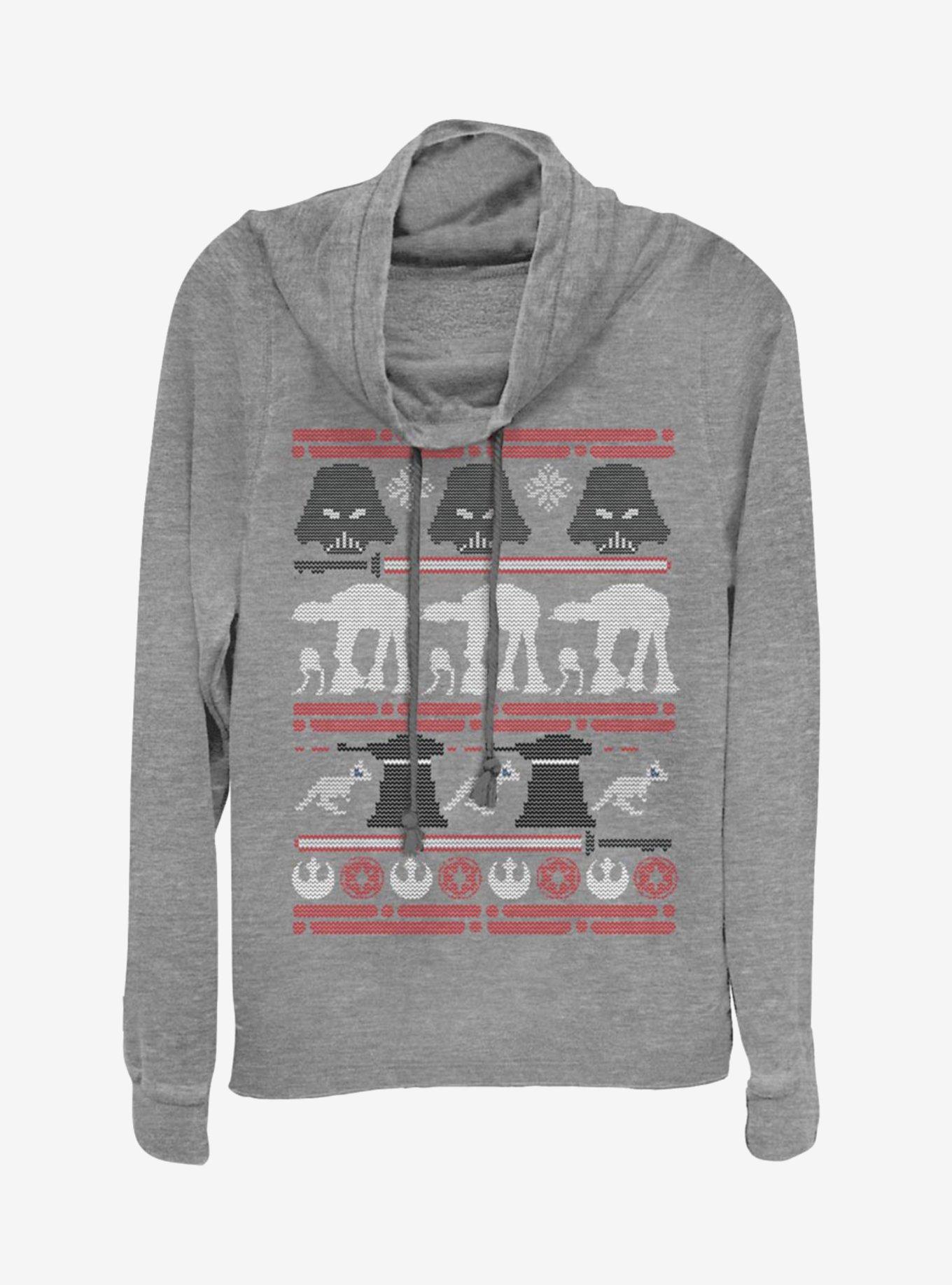 Star Wars Hoth Battle Christmas Pattern Cowlneck Long-Sleeve Womens Top, , hi-res