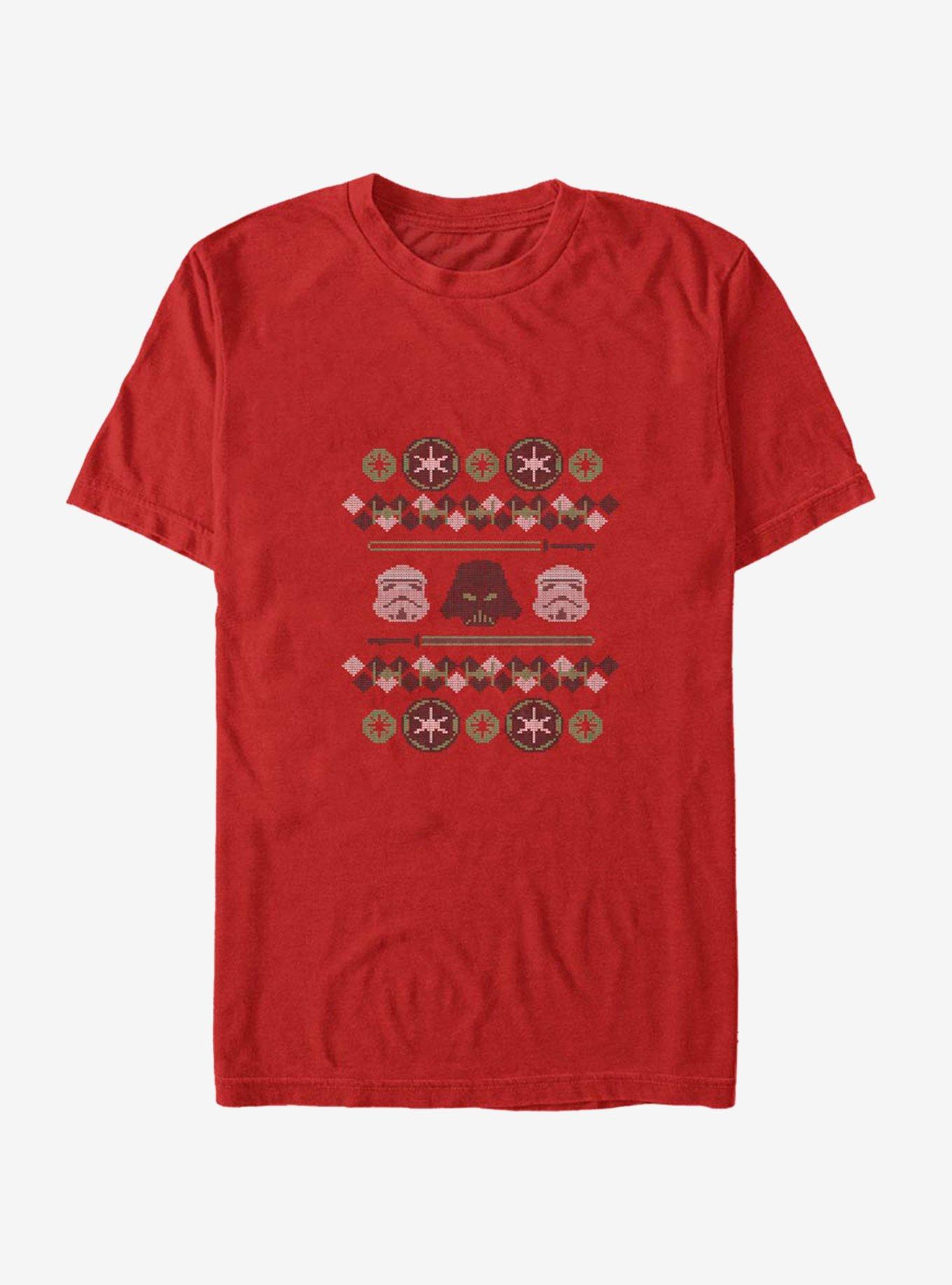 Star Wars Empire Christmas Pattern T-Shirt - RED | BoxLunch